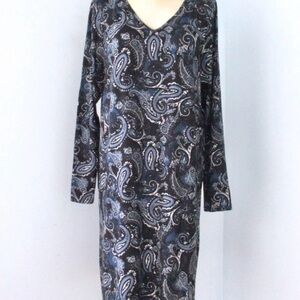 J Jill Paisley Print Long Sleeve Dress